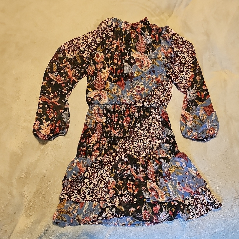 Black Long Sleeve Ruffled Dress